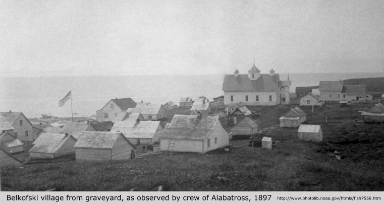 Belkofski village as observed by crew of Albatross, 1897
