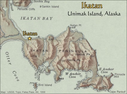 Ikatan, Unimak Island, Alaska map