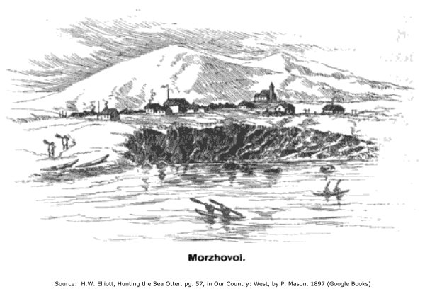 Morzhovoi, Alaska: Drawing by H.W. Elliott, 1897